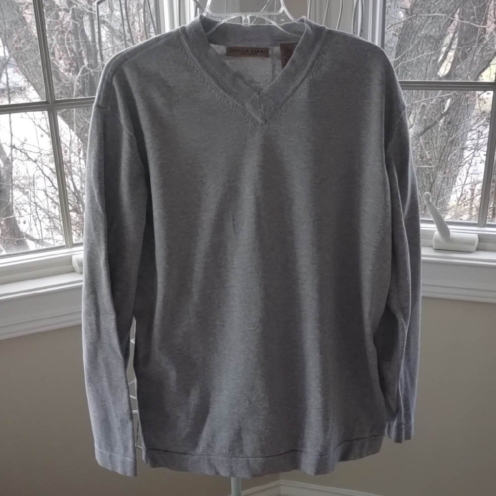 Donna Karan Men's Charcoal V-Neck Sweater